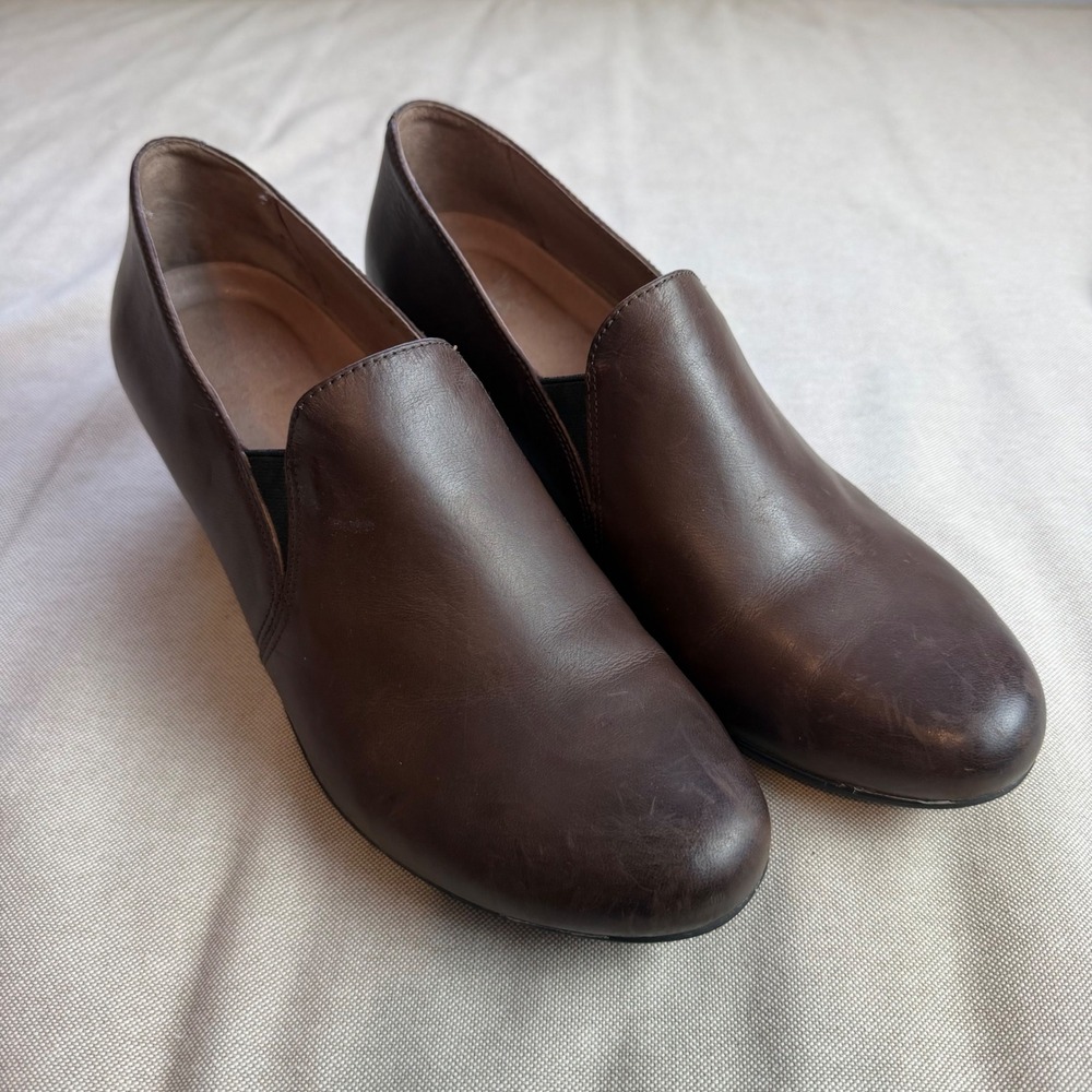 Dansko Robin Burnished Brown Leather Slip On Heel Pumps Shoes EU 41 US 10.5-11